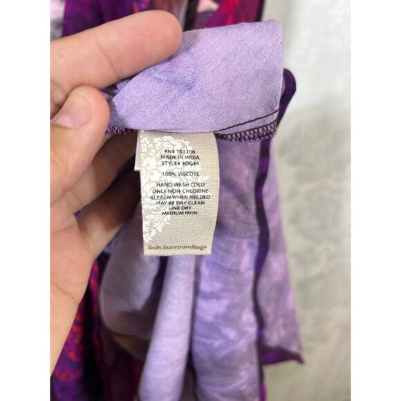 Soft Surroundings Maxi Dress Large PETITE Patchwork Floral Geometric - Picture 7 of 9